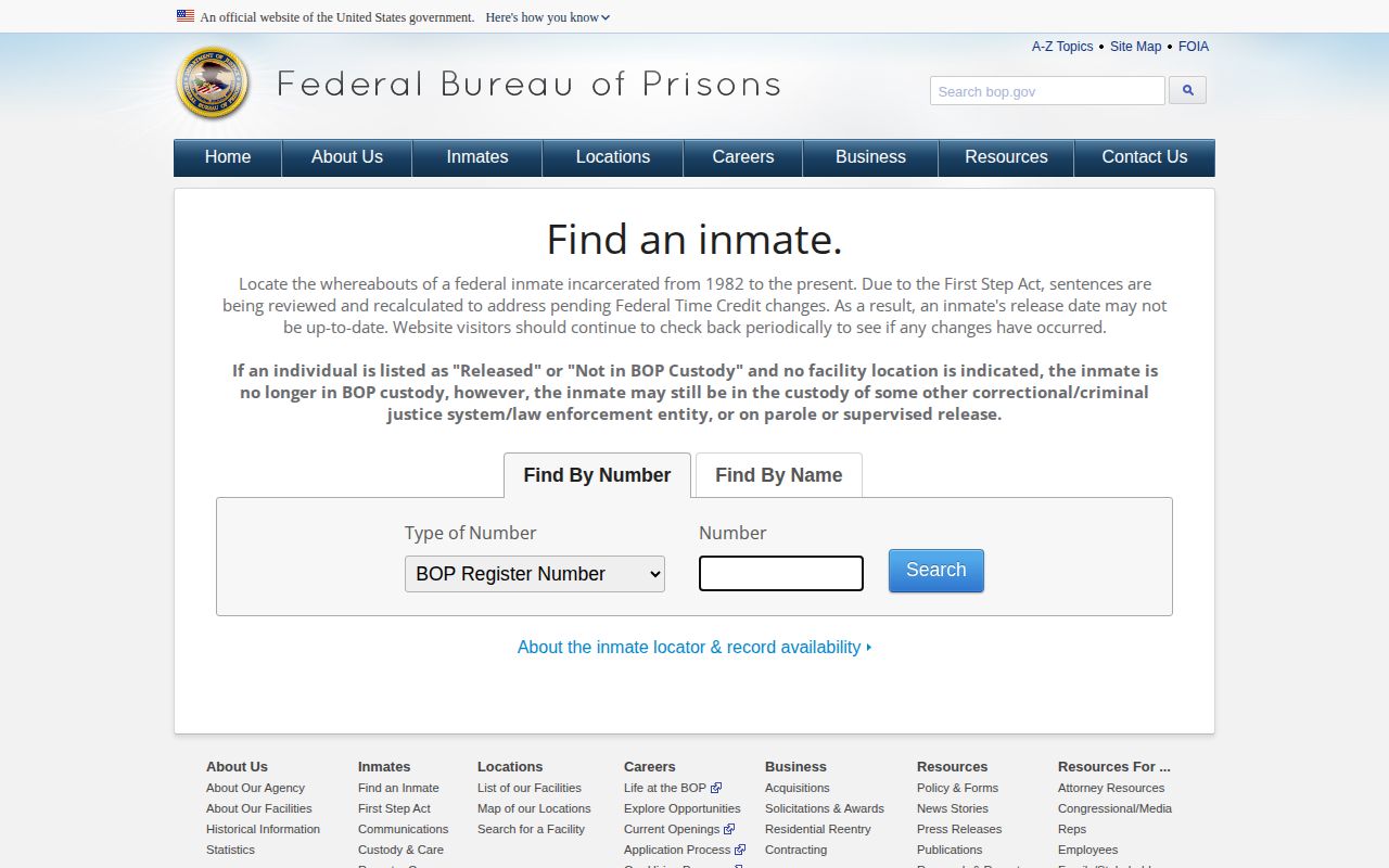 Federal Bureau of Prisons release lookup for Kimble County
